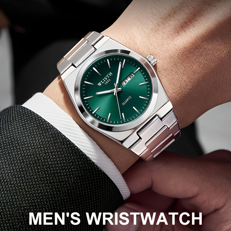 A Straightforward Men'S Timepiece, Glowing Sports Quartz Watch, Stylish Wristwatch for Men, Refined Standard Gear for Gentlemen. Date Adjustable in Multiple Languages.