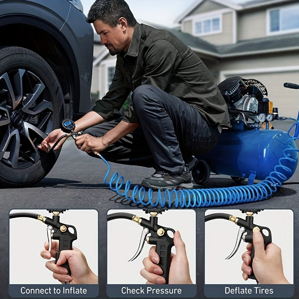 Digital Tire Inflator with Pressure Gauge, 200 PSI, with 3 pcs Connector