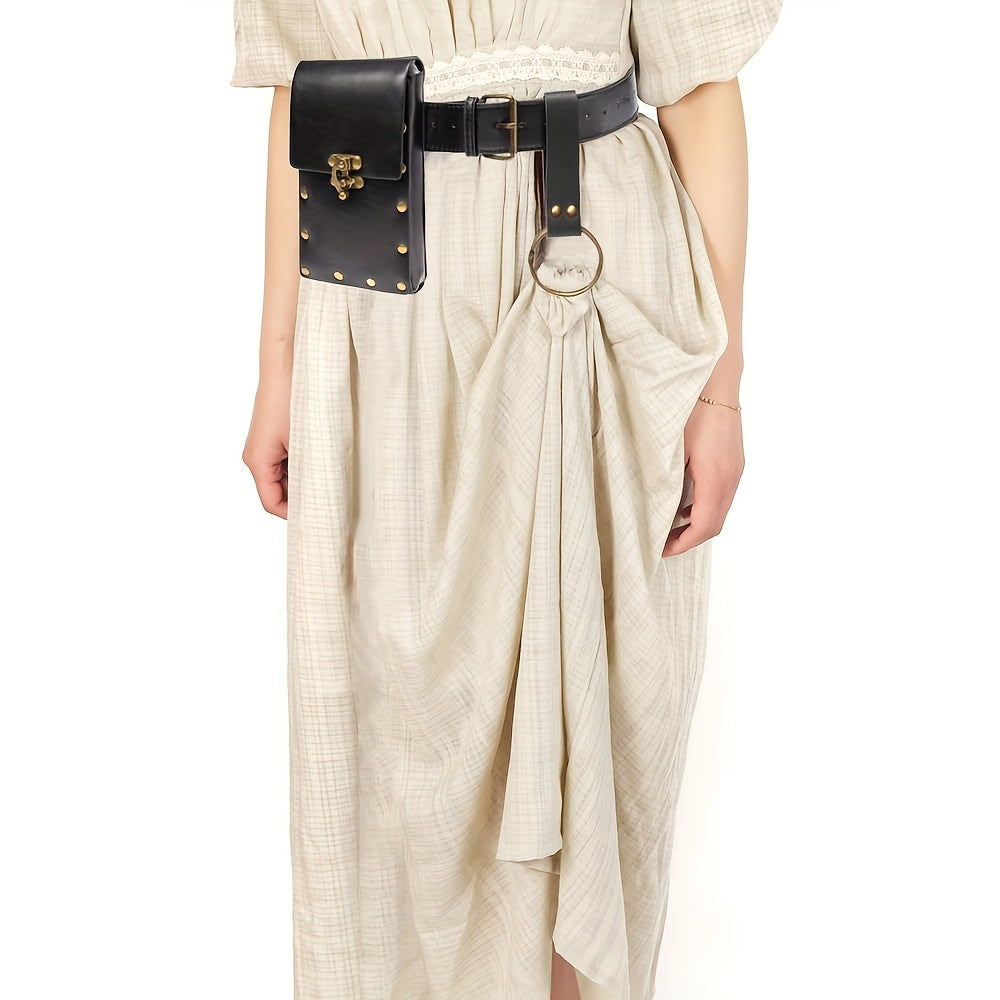 Retro Faux Leather Belt Pouch Featuring a Hanging Ring, Perfect for Renaissance Fairs, Halloween Costumes, And Artistic Cosplay