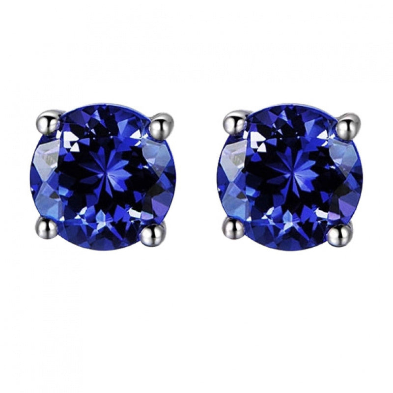 Blue Tanzanite Sparkling Earrings 925 Silvery Needles - European and American Elegance and Luxury - Banquets, Vacations and Daily Wear