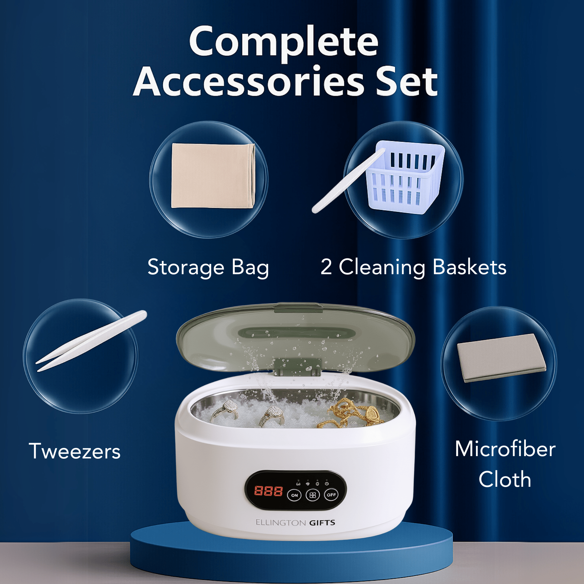 Ultrasonic Jewelry Cleaner, 48KHz Ultrasonic Cleaner Machine for Jewelry, Eyeglasses, Rings, Watch Strap, Dentures- Dual Cleaning Modes, 304 Stainless Steel Tank