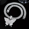 [Elegant Butterfly Necklace] Beautiful and Elegant Colorful Butterfly Pendant Necklace | Various Colors of Cuba Chain Can Be Selected
