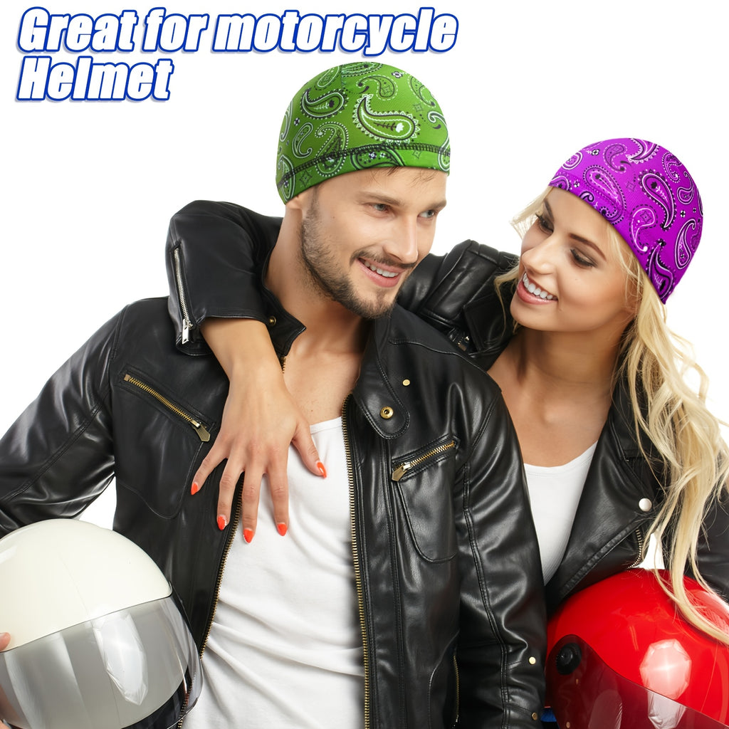 10pcs Men Cooling Skull Caps Welding Hard Liner Cycling Skull Caps Wicking Beanie Do Rag Head Wrap for Men (Mixed Style)