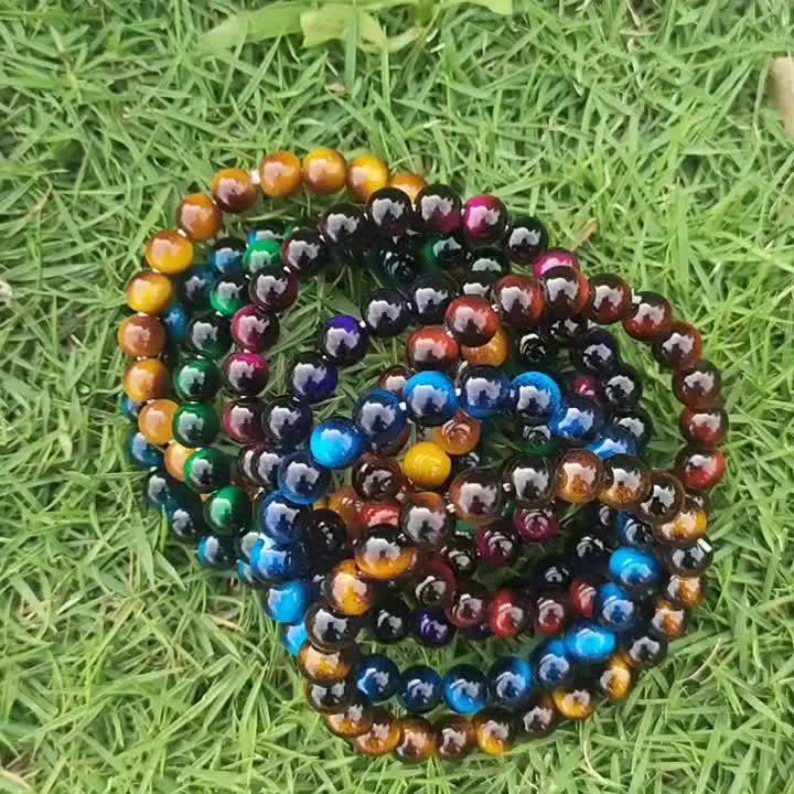 Set of 8 Bracelets Made from 8Mm Tiger Eye Stones - Crafted by Hand, Fashionable And Long-Lasting, Ideal for Everyday Use - Designed for Everyone - an Excellent Present for Valentine'S Day, Birthdays, Or Any Special Event