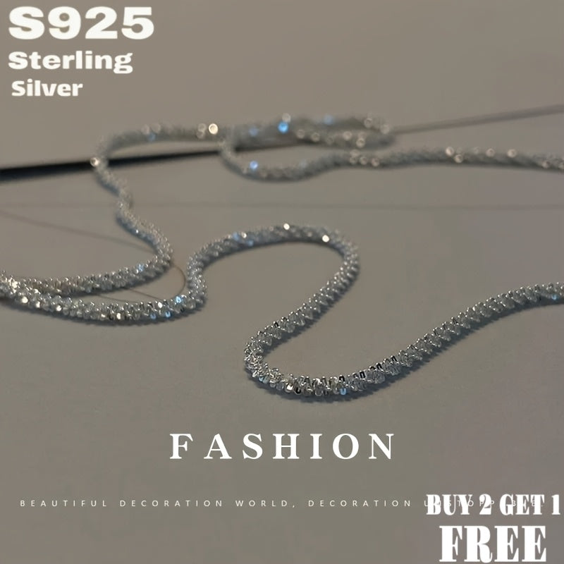 1pc Of 925 Sterling Silvery Sparkling Minimalist Necklace for Men And Women, Sky Star Necklace, Fashionable And Simple Design, Wear It to Make You Dazzling, A Perfect Gift for Lovers And Parents, Comes with A Gift Box, Buy 2 Get 1 Free