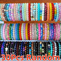 30pcs Boho-Chic Handcrafted Bead Bracelet Set - Colorful Crackled Glass Beads, Ideal For Casual Attire & Vacation - Perfect Gift For Women, Friends & Family Random
