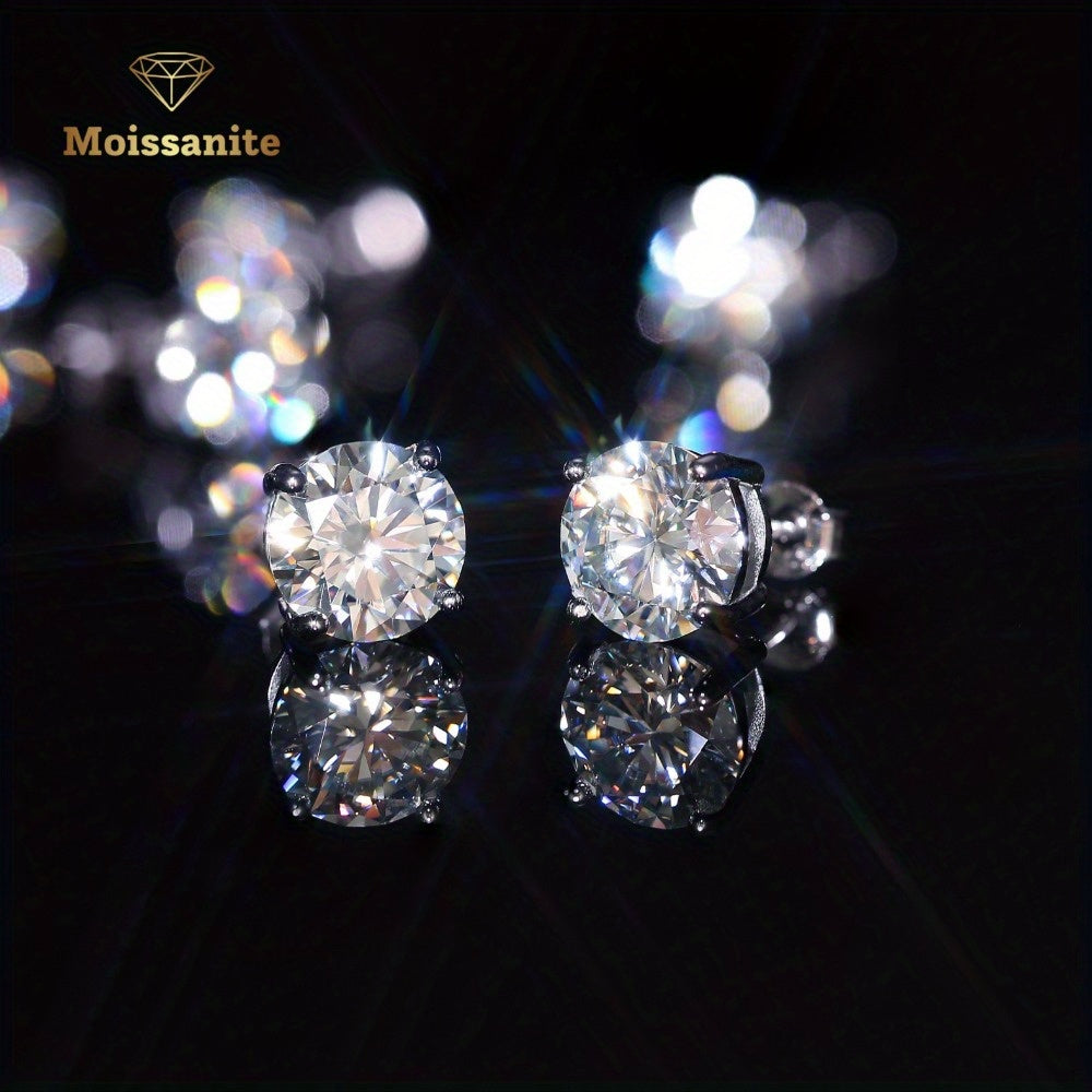 1 Pair of Moisanite Earrings, 1CT-6CT-D Color VVS Clarity, Brilliant Circular Cut, moissanite, 925 Sterling Silver, Gift for Women And Men with Jewelry Box, Girl, Earring Gift