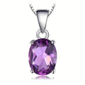 1pc 925 Sterling Silver Simple and Glamorous Classic Design Exquisite Multi-faceted Oval Cut Natural Amethyst&Citrine&Garnet&Peridot&Topaz Silvery Pendant Necklace For Women For Girl For Dating Gift For Daily Decoration Fine Jewelry