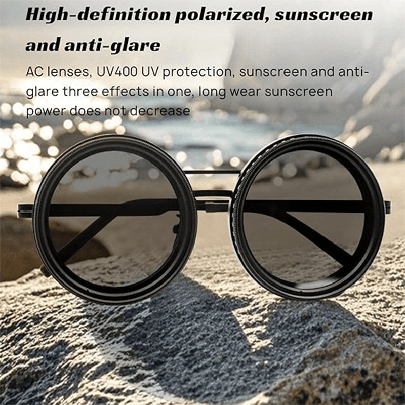 1 Pair of Adjustable ND, Steampunk Rotating Lens Glasses, Mechanical Style Frame (Black/ Gray/ Golden), Unisex, Retro Fashion Accessory, High-Quality Lenses, Adjustable Brightness, Durable Material, Suitable for Driving And
