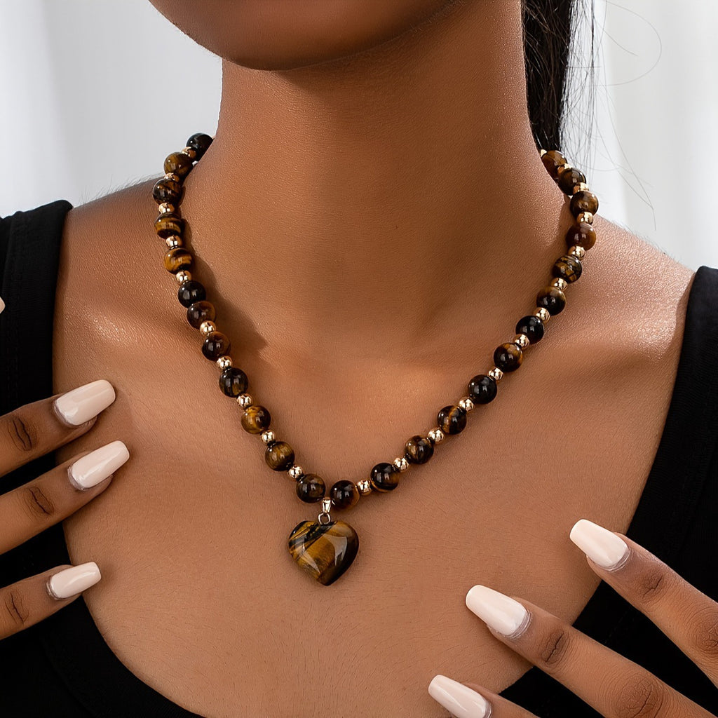 Melad Tiger Eye Stone Necklace New Love Pendant Necklace