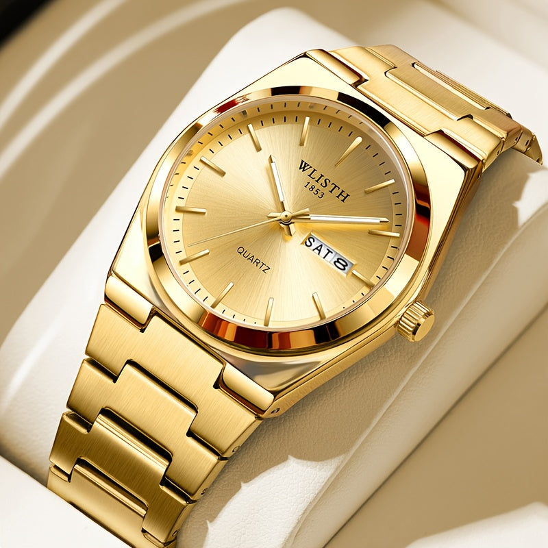 A Straightforward Men'S Timepiece, Glowing Sports Quartz Watch, Stylish Wristwatch for Men, Refined Standard Gear for Gentlemen. Date Adjustable in Multiple Languages.
