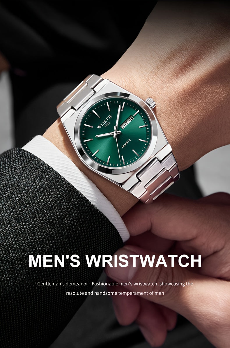 A Straightforward Men'S Timepiece, Glowing Sports Quartz Watch, Stylish Wristwatch for Men, Refined Standard Gear for Gentlemen. Date Adjustable in Multiple Languages.
