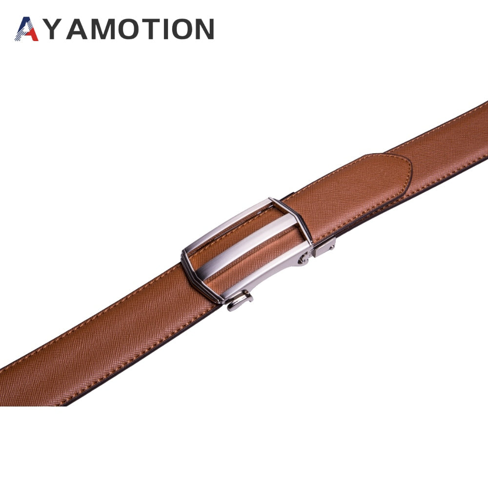 AYAMOTION Genuine Leather Belt Mens Ratchet Dress Belts With Adjustable Automatic Buckle back to school, for wedding,Ideal Gift for Dad, Husband, Boyfriend