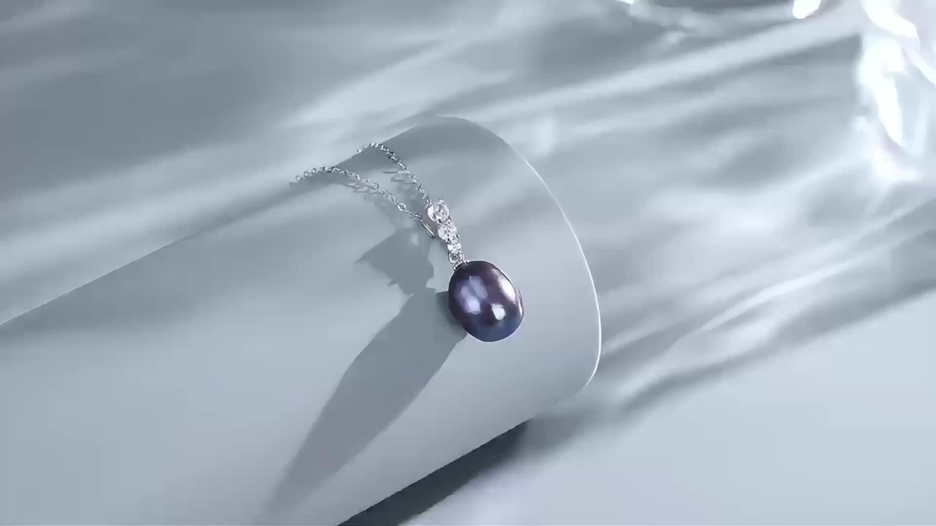 S925 Silver 3.4G, Total Product Weight (8.97G). Sea Salt Cultured Pearl/ Freshwater White Pearl Set Pendant, Pearls 9-10MM