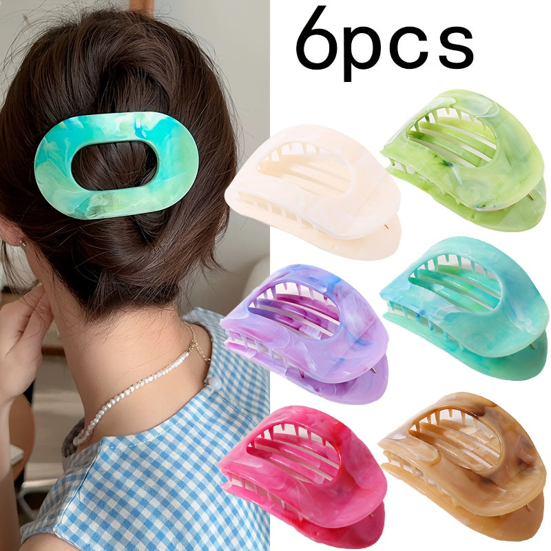 2D Flat - 5/6pcs Set of Oversized Shark-Shaped Hair Clips - Soft And Vibrant Colors Features: - Non-Slip Curved Claw Design - Extra-Large Flat Clips Ideal For: - Beach Outings - Travel Adventures - Parties - Everyday Wear
