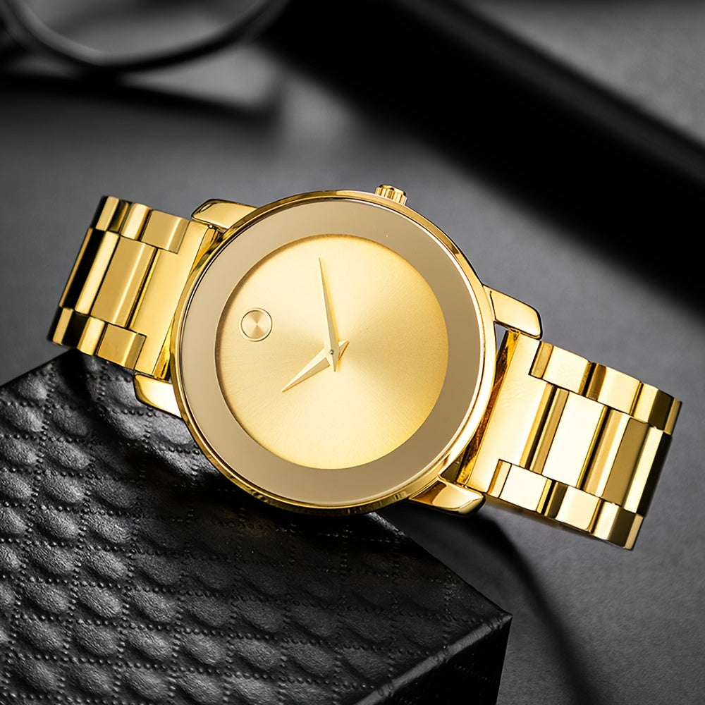 Brand Fashion Minimalist Watch Stainless Steel Watch Leisure Ultra Thin Luxury Golden Round Men's Clock