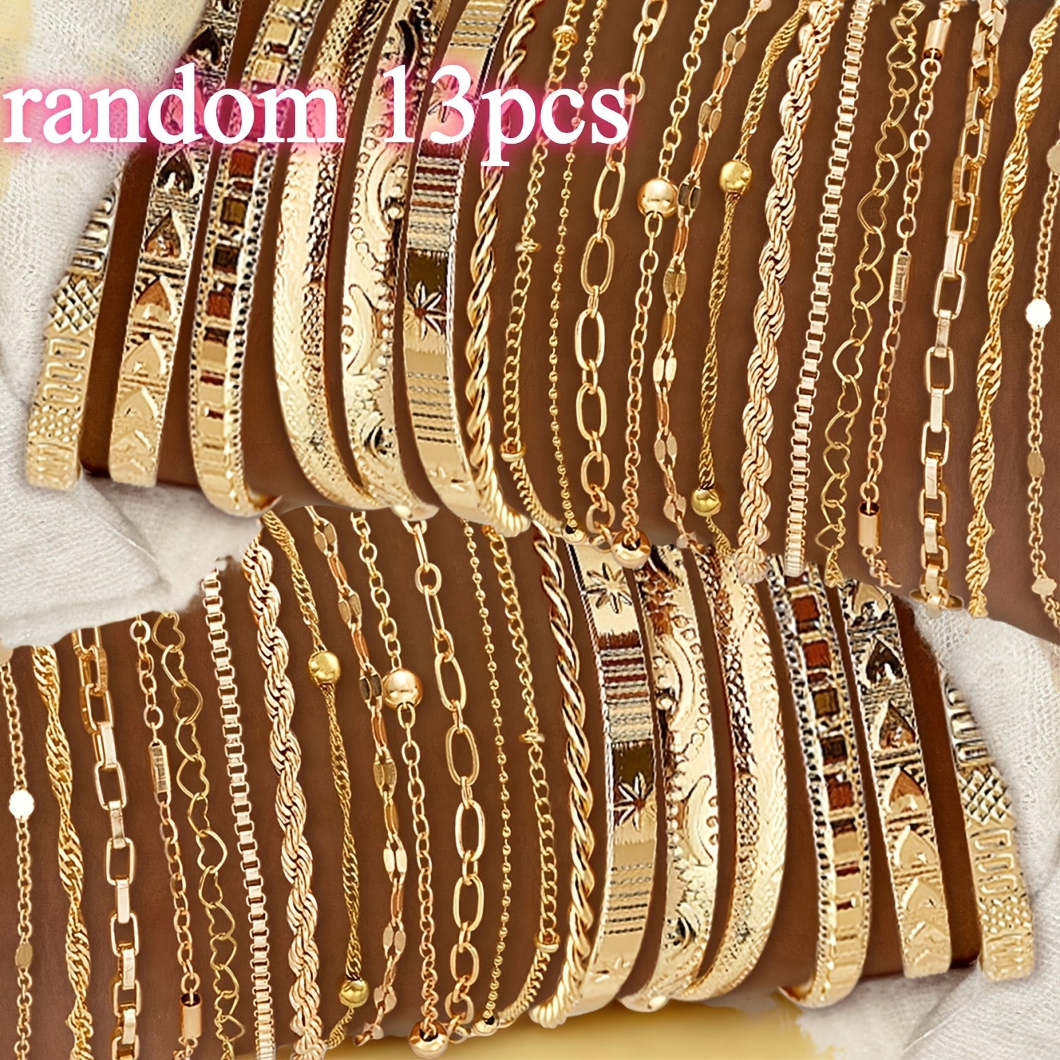 Random 7/13/20pcs Elegant Women'S Bracelets | High-Quality Iron, KC Golden Plated, Versatile for Daily And Gift Occasions
