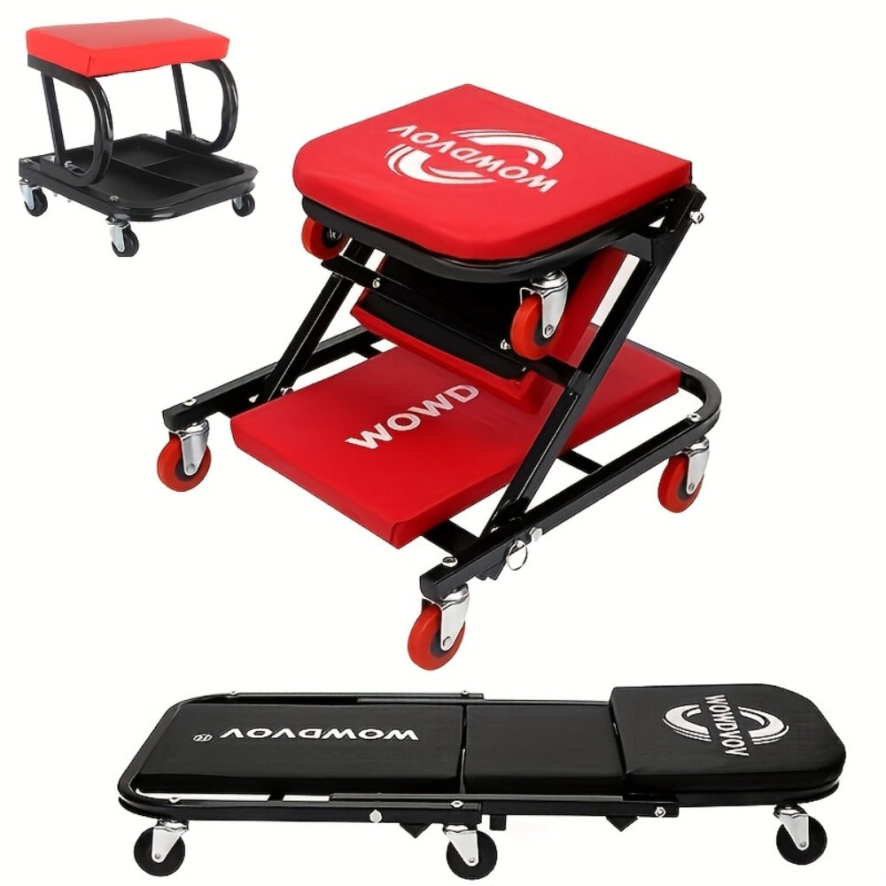 [New Gift for Husband] Mobile Auto Repair Bench (Sold Independently), 36 Inch, Foldable Z-Crawler 2-In-1 Crawling Suit, 300 Pound Capacity, Adjustable Roller Coaster Rolling Folding Car Crawling Suit, New Gift for Husband, With 6 2.5-Inch Wheels, Suitable