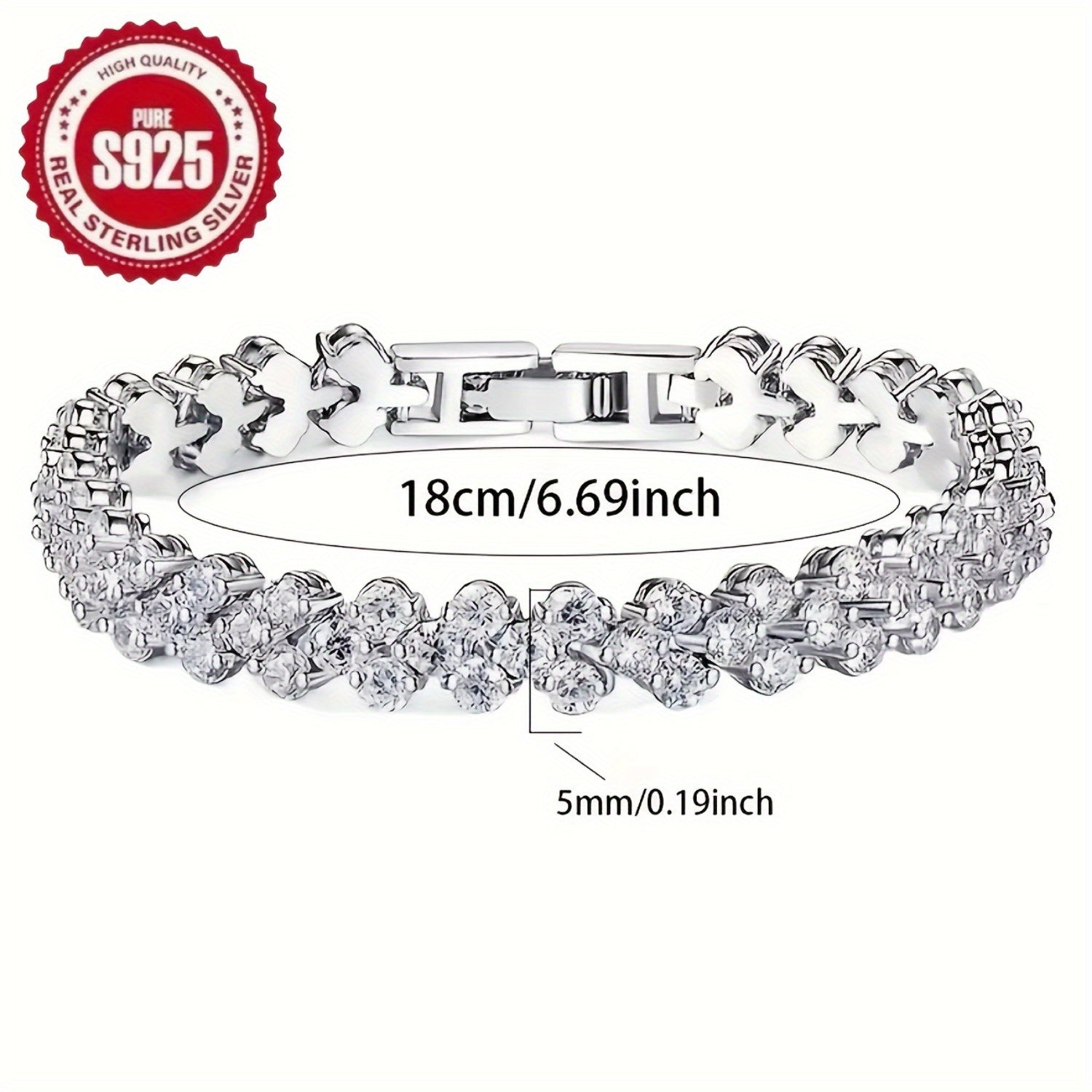 2pcs Women's 925 Silver Bracelet Set, S925 Love Synthetic Synthetic Zirconia Tennis Bracelet And Retro Multi Element Bracelet, Classic Retro Luxury Style, Analog Synthetic Synthetic Zirconia Mosaic, with Gift for Daily Wear, Total Weight