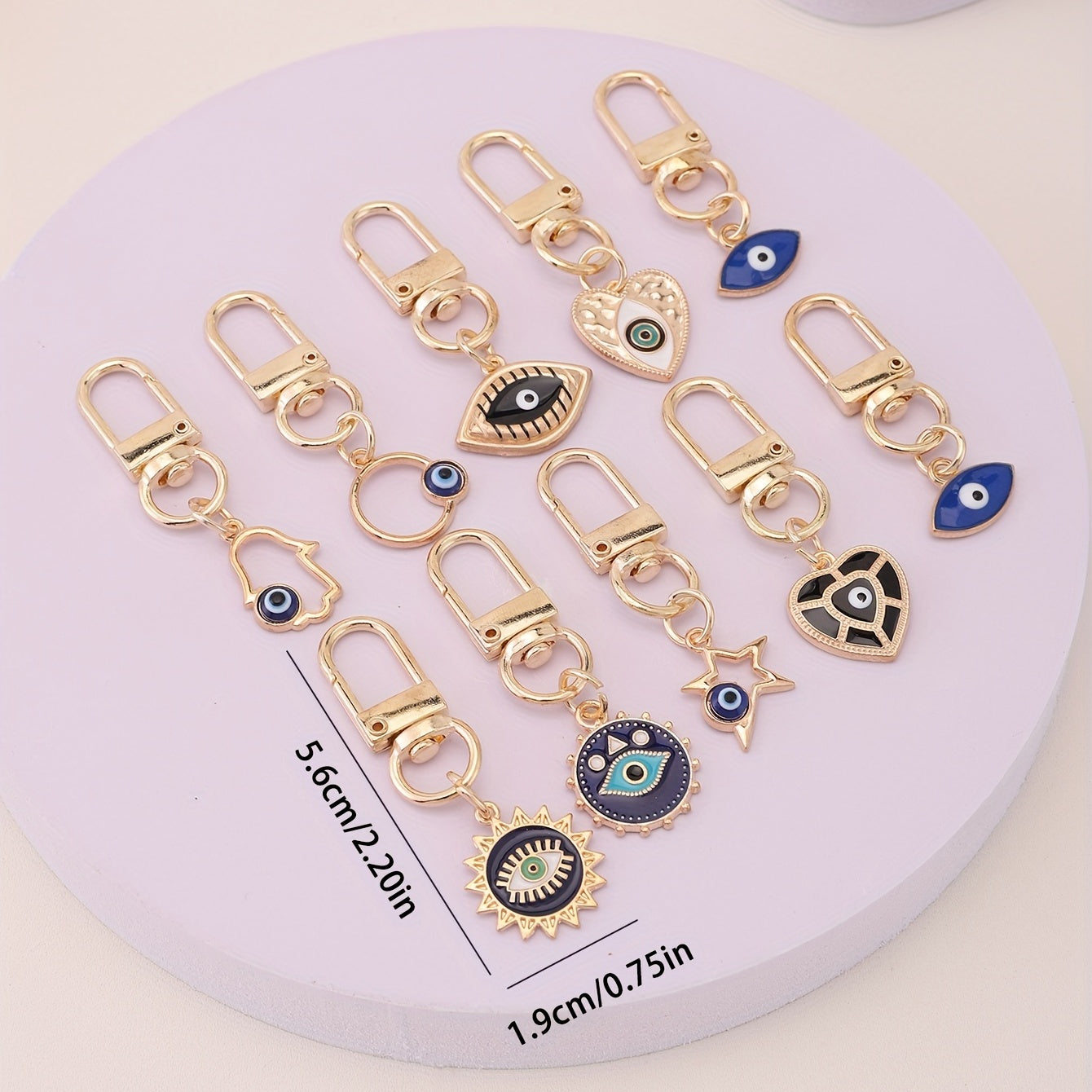 10pcs Evil Eye Keychain Amulet Fashion Cute Key Ring Purse Bag Backpack Car Key Charm Earbud Case Accessory Women Gift