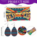 Four Sets of African-Style Headbands, Featuring Earrings, a Stretchable Wide Headscarf, Elastic Yoga Headbands, Hair Nets, And Sporty Printed Hair Accessories, Suitable for Women.