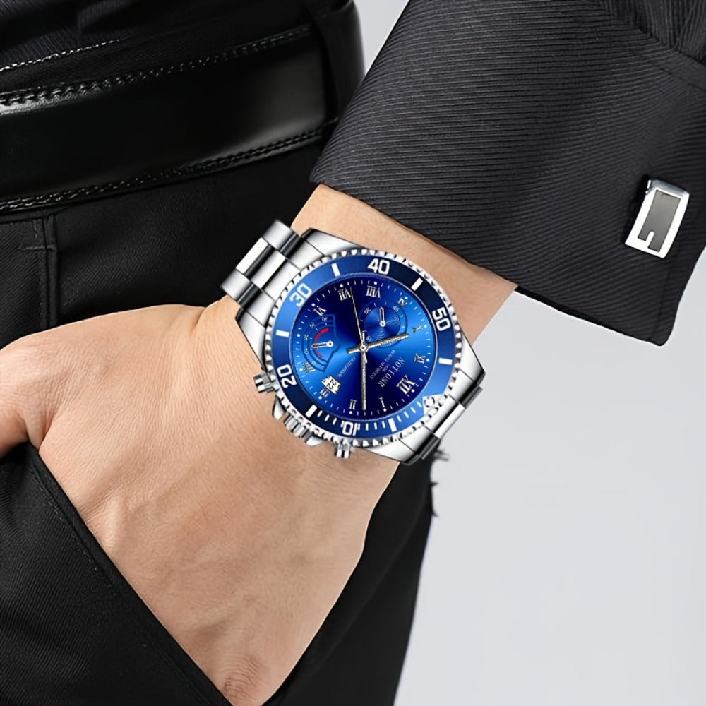 [Ideal for Valentine's Day] NOTIONR Fashion Classic Men's Watch Stainless Steel Strap, Date Display, Business Watch | Sleek Watch Design | Business Watch | Ideal for Valentine's Day