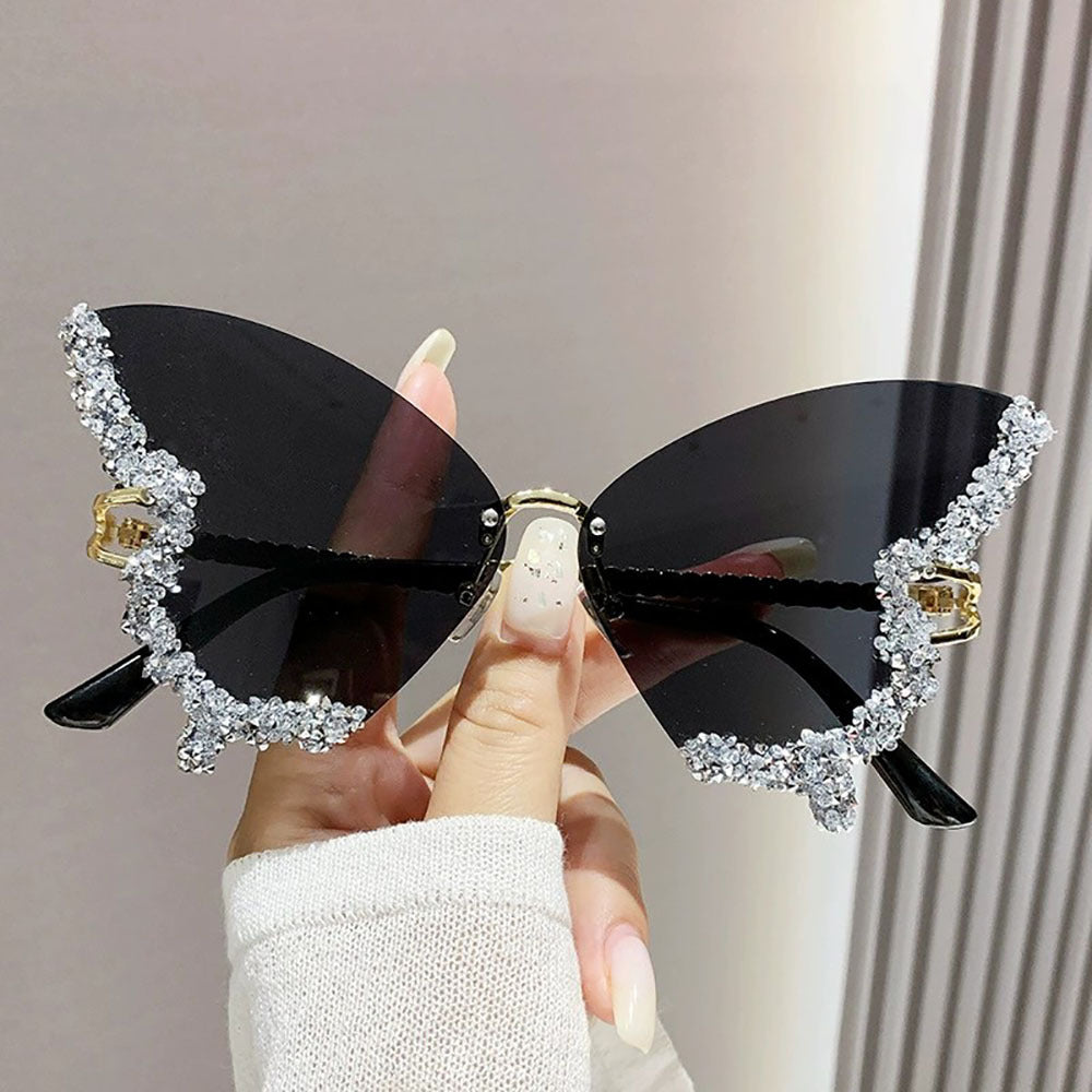 1pc Butterfly Rhinestone Rim Women's Fashion Glasses - Sparkling Decorative Eyewear with PC Lens for Parties, Events & Photo Shoots, Event Accessories | Glamorous Glasses | Elegant Design