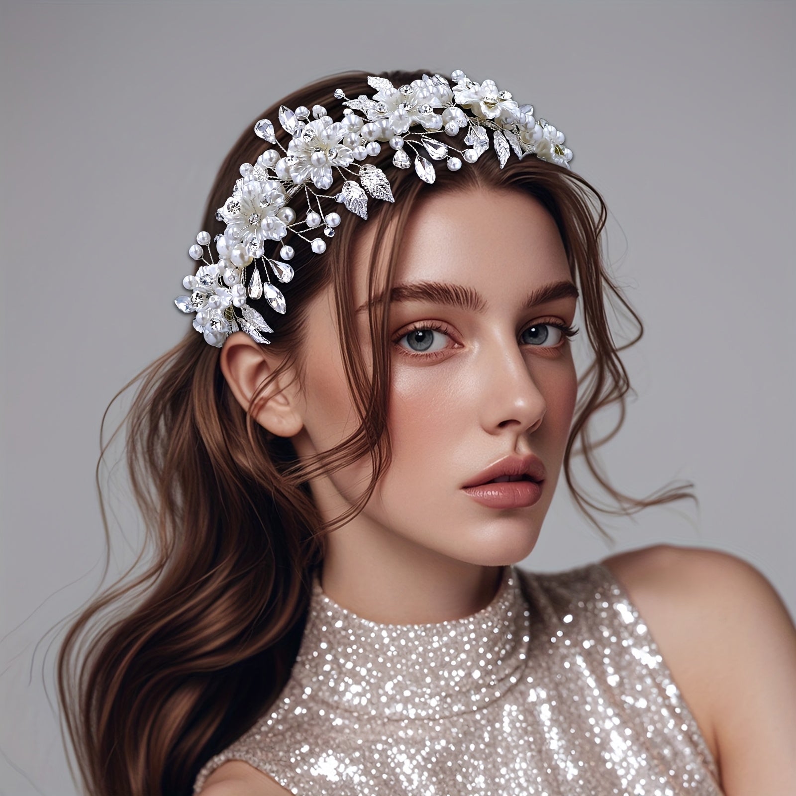 1pc Elegant Bridal Wedding Headpiece with Floral Crown - Handmade Resin Bridal Hair Accessory for Women Bohemian Style Bridesmaid Headband Perfect for Weddings And Formal Events, Wedding Hair Accessories for Bride Event Headwear