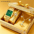 6pcs/Set Women Watches Set And 5pcs Luxury Jewelry for Women Set, Bracelet, Necklace, Earrings For, Ring, Elegant Watches for Women Set, Perfect for Mother'S Day, Valentine'S Day Birthday Gifts for Women, Women'S Watch, Boxes Not Included