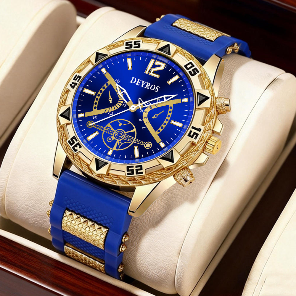Set of 4 Men'S Quartz Watches And Jewelry | Includes Necklaces, Rings, And Bracelets | Ideal for Both Casual And Professional Attire | Men'S Business Watch