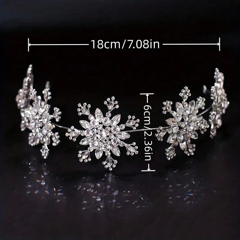 1pc Snowflake Crown Tiara for Women Party Rhinestone Prom Diadem Headband Crown Bridal Wedding Hair Accessories Jewelry Tiaras And Crowns Gift