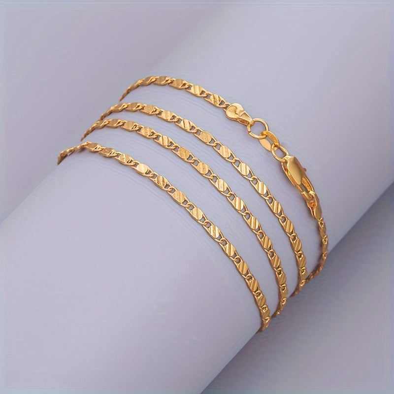2D Flat, Buy two,Get one Free, 925 Sterling Silver High-grade European Style Flat Necklace with 2mm Chain 16-24 Inches for Women's Daily Wedding Party Wearing or Gift