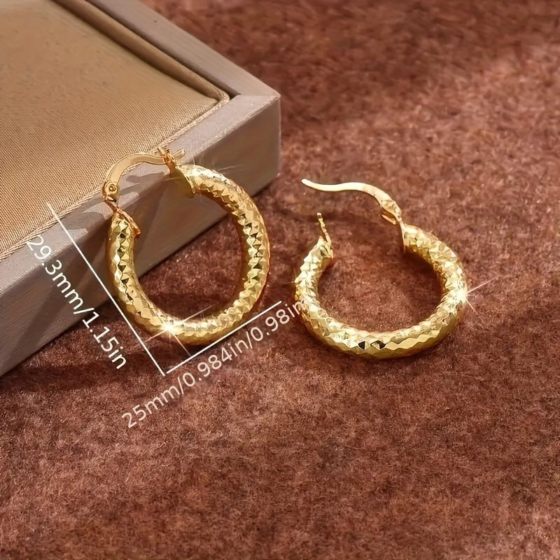 4-Pair (for ') 14K Golden Plated Earrings - Durable Circle & Mix Pendants, Hoops/ Studs for Daily Wear, Parties & Year-Round Gift - Versatile Suitable for Year-Round Wear