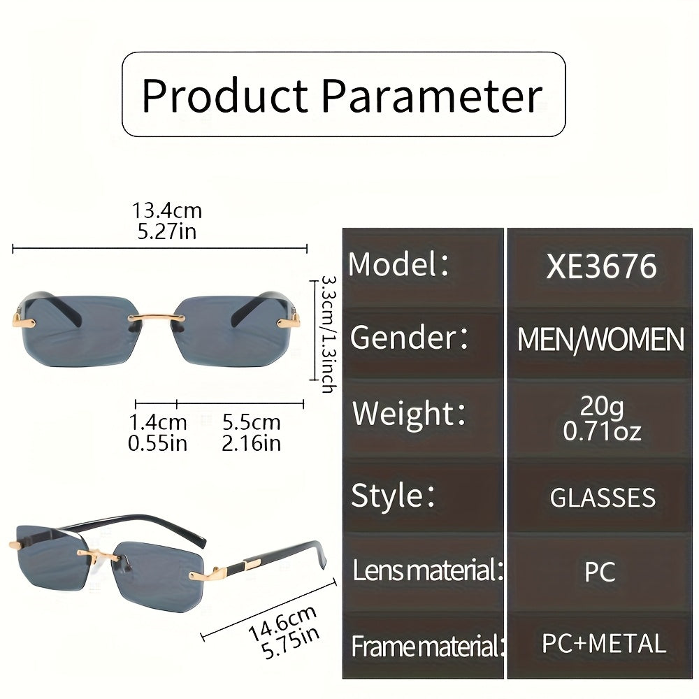 5pcs Men's and Women's Frameless Metal Fashion Glasses Classic  Trendy Glasses Summer Parties, Casual Street Photography and Holiday Gifts