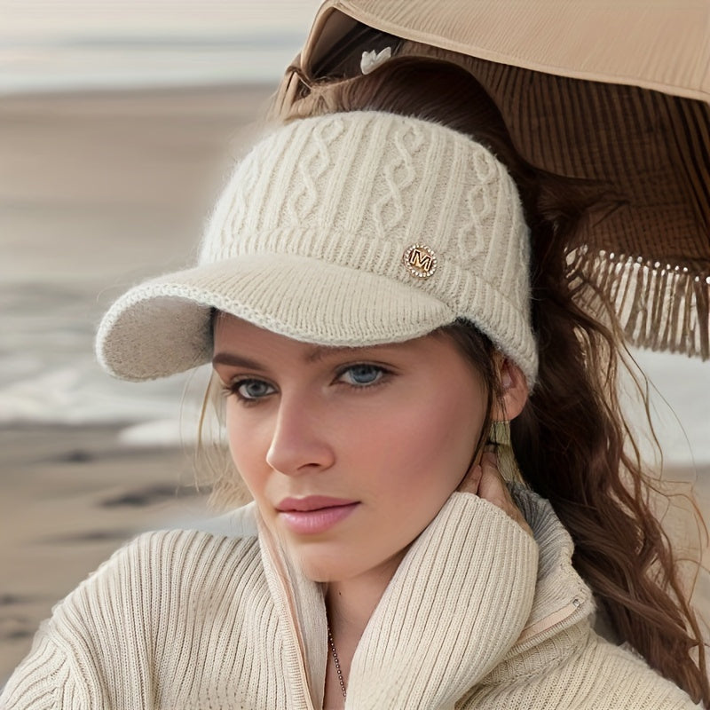 Ultra-Comfortable Fleece-Lined Ponytail Visor - Soft And Skin-Friendly Women'S Caps, Warm, Breathable And Stretchy Ear Caps for Autumn And Winter - Perfect for Outdoor Activities And Casual Wear