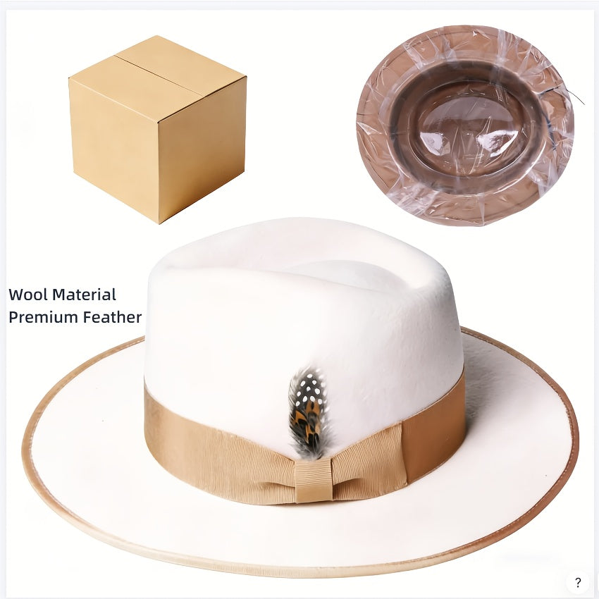 [Holiday Gift Valentine's Day] White Fedora Fedora Hat, Unisex, Felt Hat for Men And Women Holiday Gift, Valentine's Day Gift, Dress Party, Fashion Street Hat