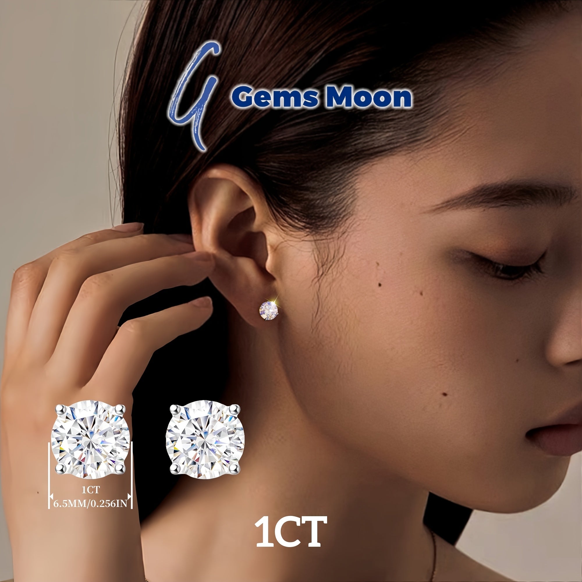 Amazing Discount! Brilliant Moissanite Hand-Set Stud Earrings, High-Quality D Color VVS1, S925 Silver, Ideal Jewelry Gifts for Valentine's Day, Birthday, with GRA Certificate, Velvet Pouch, Silver Polishing Cloth, Backs. Local Warehouse,
