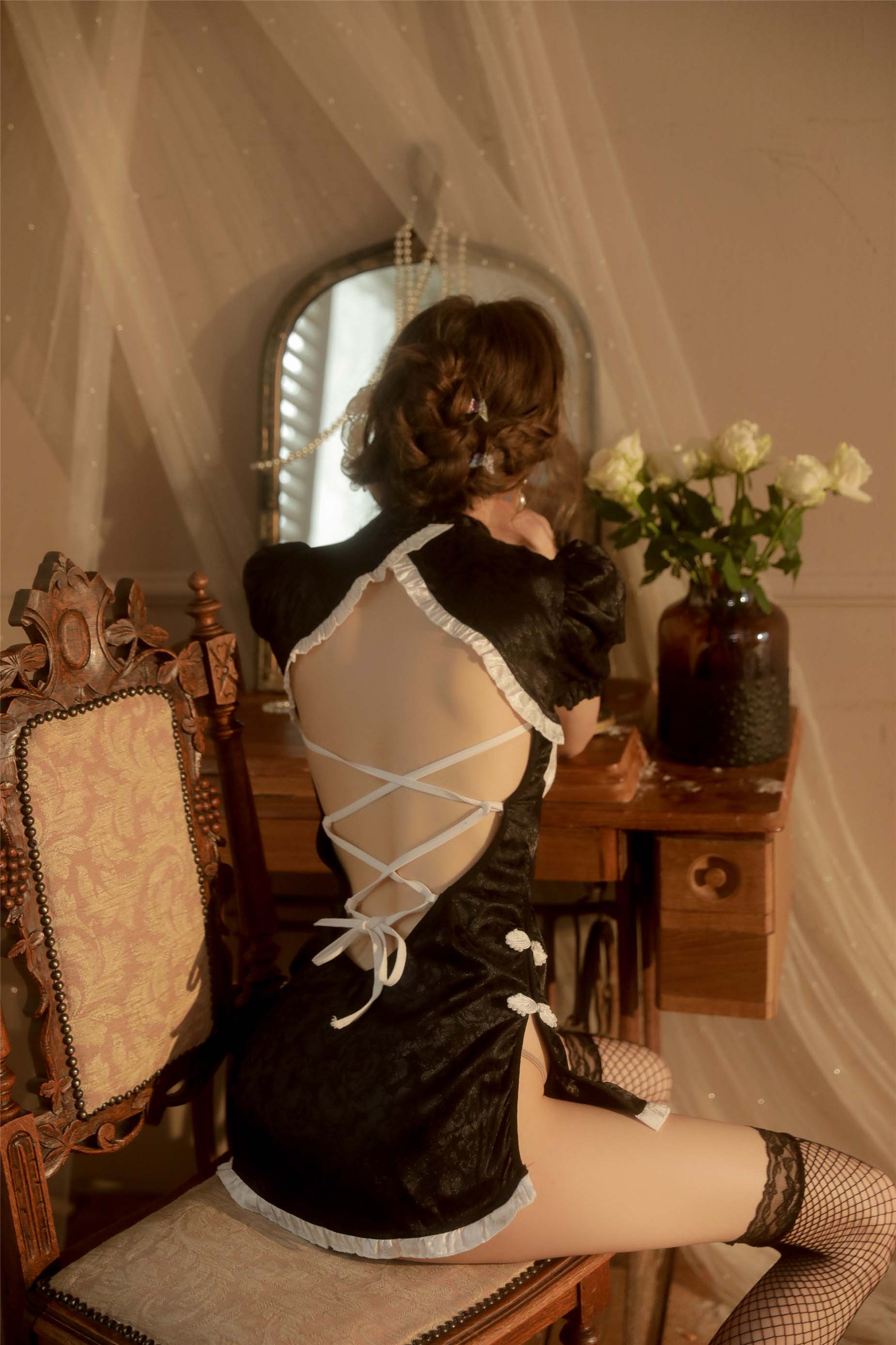 D-8492 Sexy classical cheongsam style uniform seductive pajamas