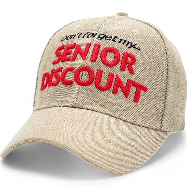 "SENIOR DISCOUNT" Embroidered BASEBALL CAP Adjustable, UV protection Design for Men, Perfect for Outdoor Activities, Casual, Fun Cap