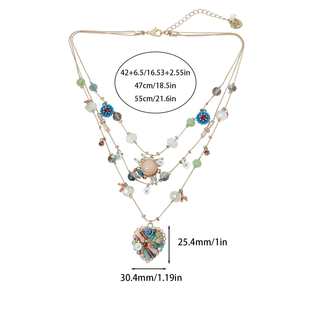 925 Sterling Silver, Pure Handmade Multi-layer Love Beaded Necklace, Accessories, Jewelry For Women, Teen Trendy Stuff, Suitable For Halloween Christmas Gifts, Free Gift Box