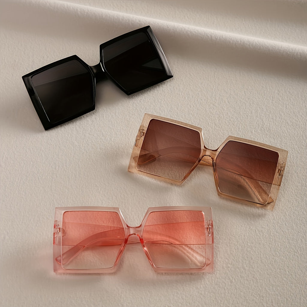 3pcs Set Three-in-One Women's Glasses Fashion Large Frame Face Flat Top Glasses