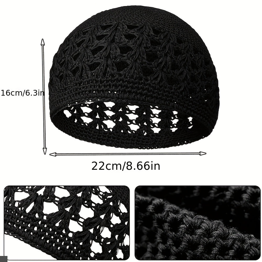 Set of 4 Unisex Beanie Caps Featuring a Thick Knit Design with a Hollowed-Out Wheat Ear Pattern, Made from Acrylic Material. These Skullies And Beanies Come in a Preppy Style with Solid Colors And Slight Stretch, Filled with Fiber for Added Warmth