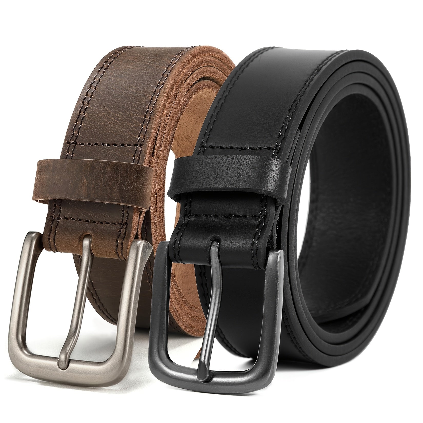 Men'S Full Grain Leather Belt, Fashion And Classic Designs for Work, Business, And Casual