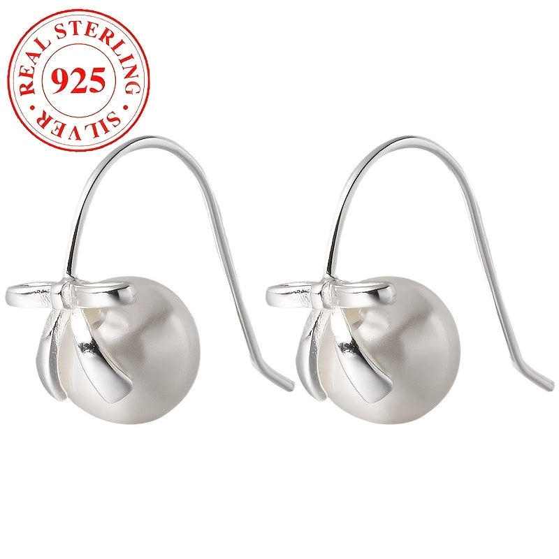 1pc S925 Silver 925 Pounds Fresh Water Imitation Pearl Strap with Ladies' Earrings, Ladies' Holiday Gift