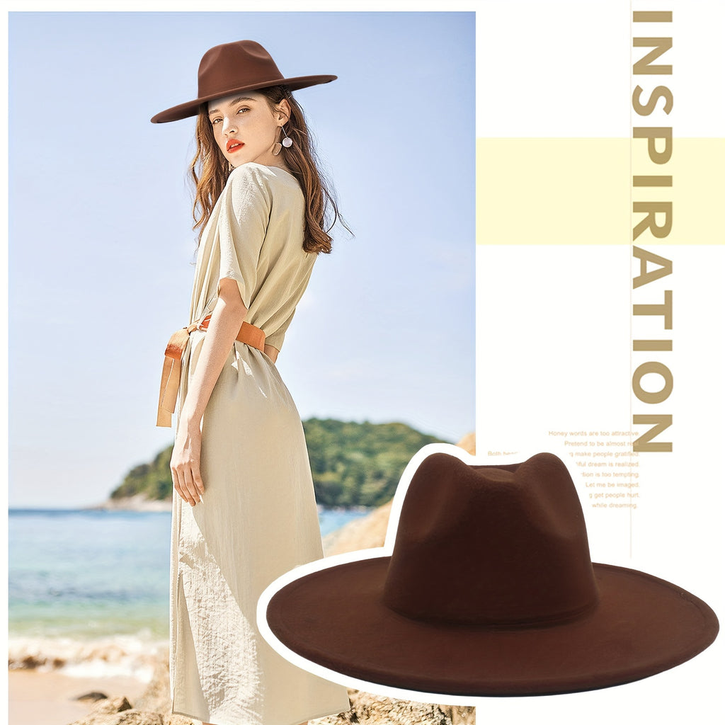 [Western Cowboy Hat] Classic Western Wide Brim Cowboy Cowgirl Felt Fedora Hat For Men Women Jazz Panama Cap Trilby