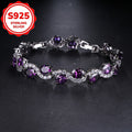 S925 Silver Sparkling Luxury Purple Oval Chain Bracelet - Exquisite Craftsmanship and Dazzling Artificial Crystal - Fashion Accessories for birthdays and anniversaries