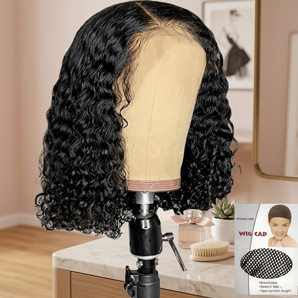 Cosplay Wig | Natural Black Wavy Wig with Pre-Styled Hairline, Comfortable Fit, Fluffy Thick Natural Look, Easy to Maintain | Ideal for Work, Dates, Concerts And Cosplay | African-Style Wig | Deep Wave Wig | Party Wig