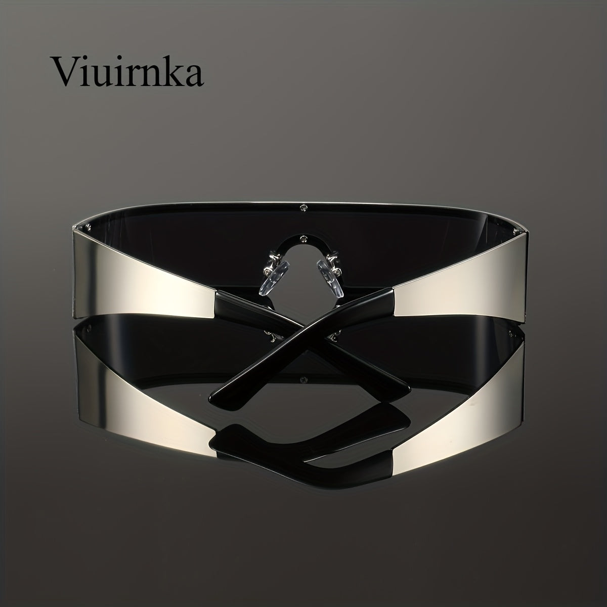 VIUIRNKA Men's Fashion Glasses, Cyberpunk Metal Wraparound Frame, Wide Temple Futuristic Design with Case, Lightweight Street Style Fashion, Perfect for Halloween & Christmas Gift Giving, Cool Quality Event Wear