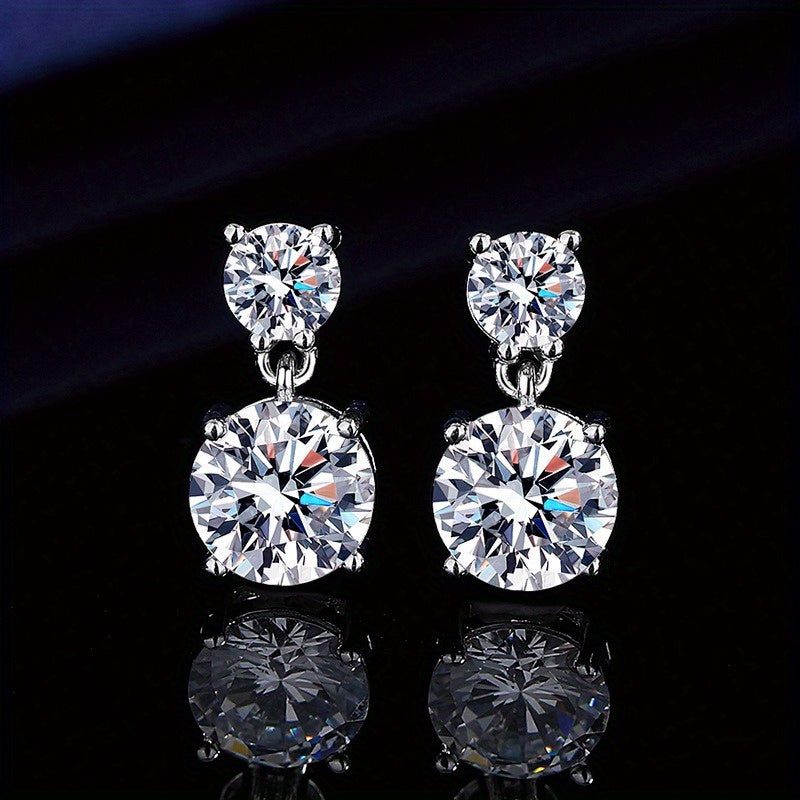 [Christmas Valentine's Day] 5Carats Moissanite Stud Earrings for Women, 925 Sterling Silver Drop Earrings, Fine Jewelry Gifts for Women Men, Christmas Gifts for Ladies Mother Father, Valentine's Day Gifts for Women Men