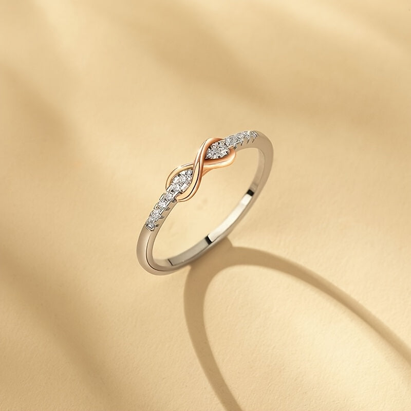 S925 Sterling Silver Wedding Ring - Small Fresh Lucky 8 Ring, Color Separation, Exquisite Women'S Jewelry Gift, 1pc, Total Weight Of The Product (2.96g)